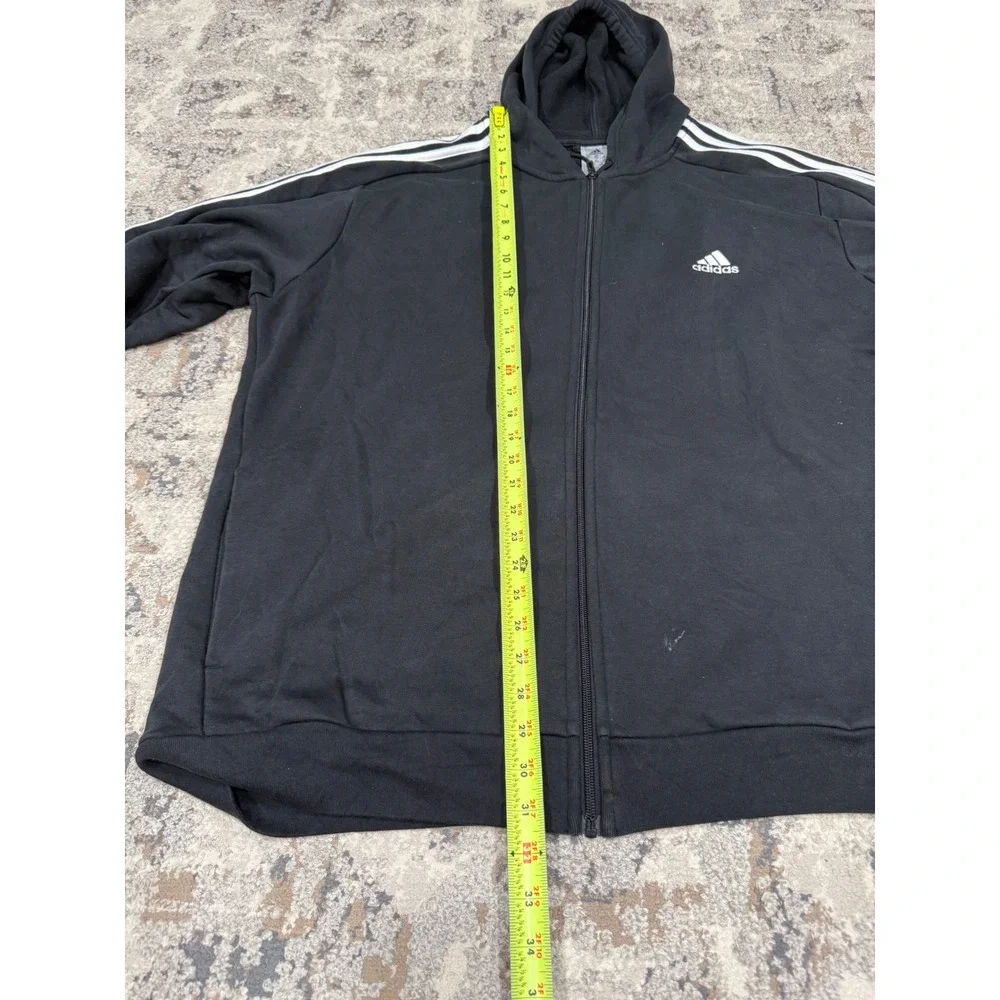 Adidas Essentials 3-Stripes Full Zip‎ Hoodie Black White Mens 2XL IB4029